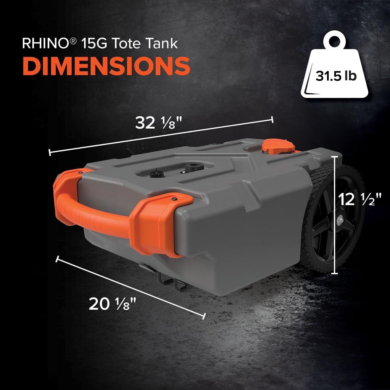Rhino 15-Gallon Portable RV Tote Tank – Features Heavy-Duty