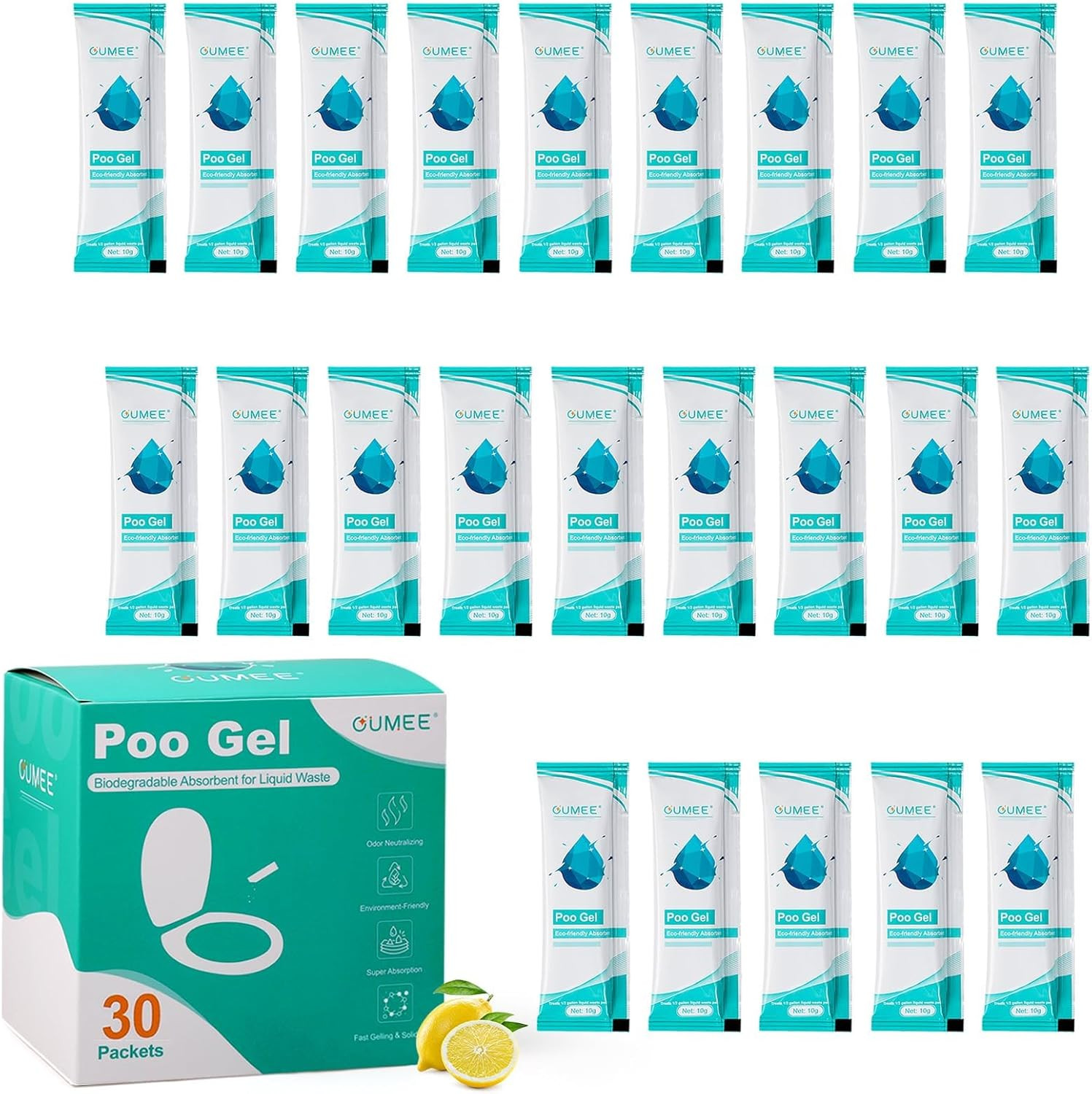 Lemon Portable Toilet Gel, Poo Gel for Potty, Camping Toilet Powder for Bucket
