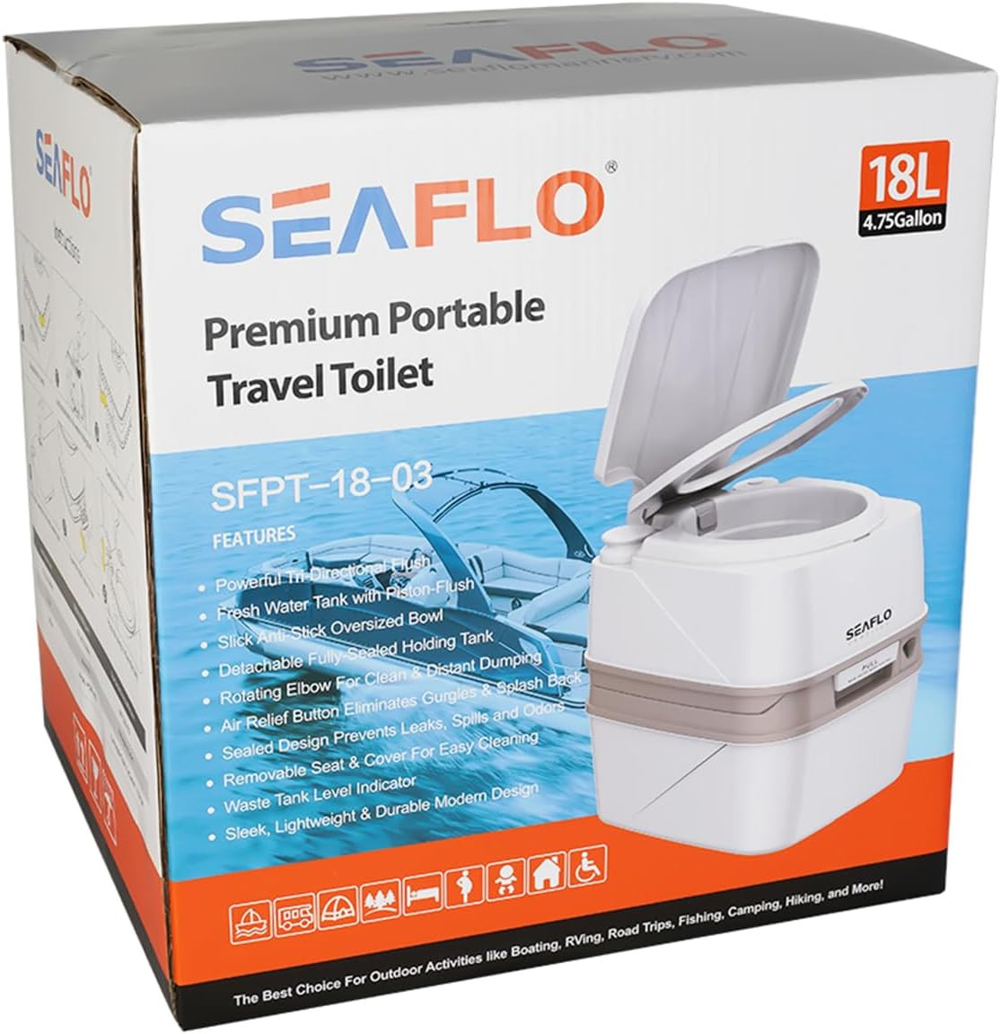 Portable 12L Travel Toilet – Compact, Manual Flush, 4-Year Warranty