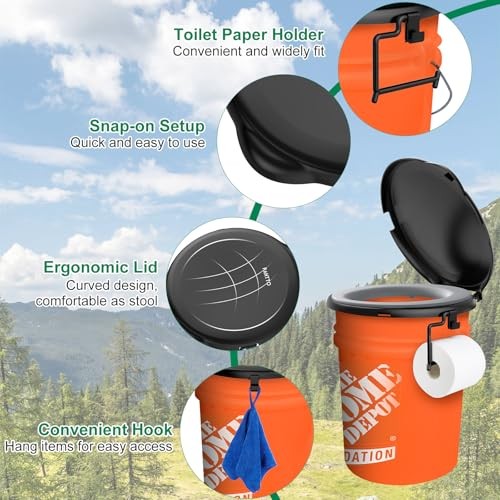 Bucket Toilet Seat with Cushion, 5 Gal Bucket Toilet Seat with Lid for