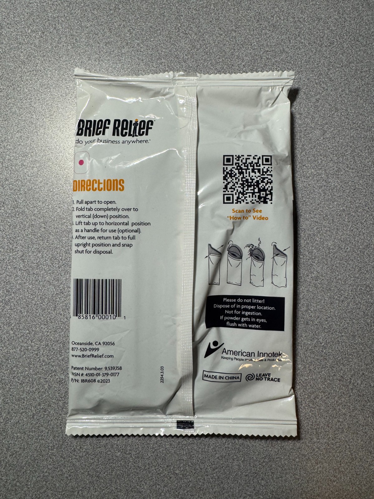 Pack of 10 Brief Relief BR608 Disposable Urinal Bag