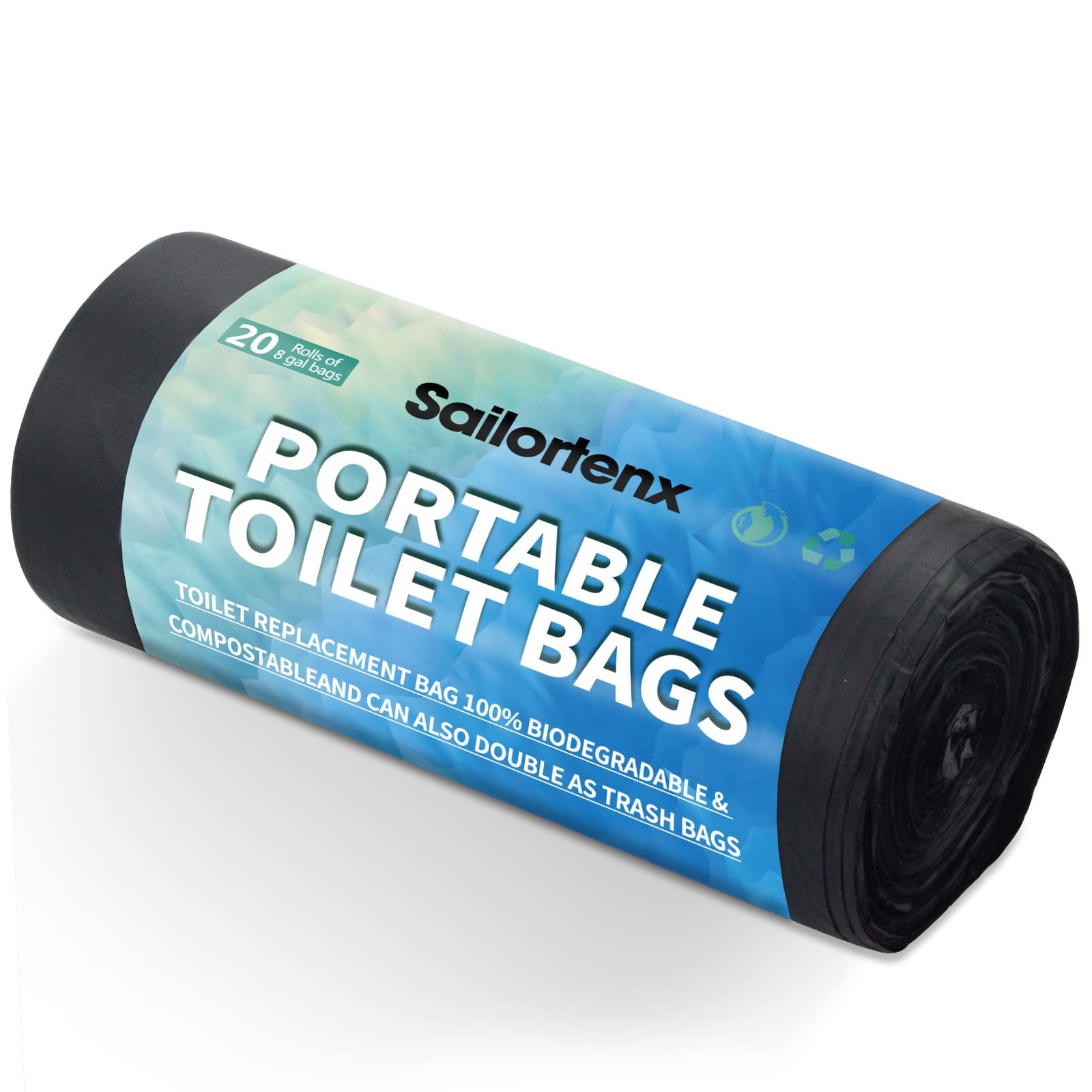 8 Gallon Compostable Toilet Bags Biodegradable for 5 Gal Bucket Camping