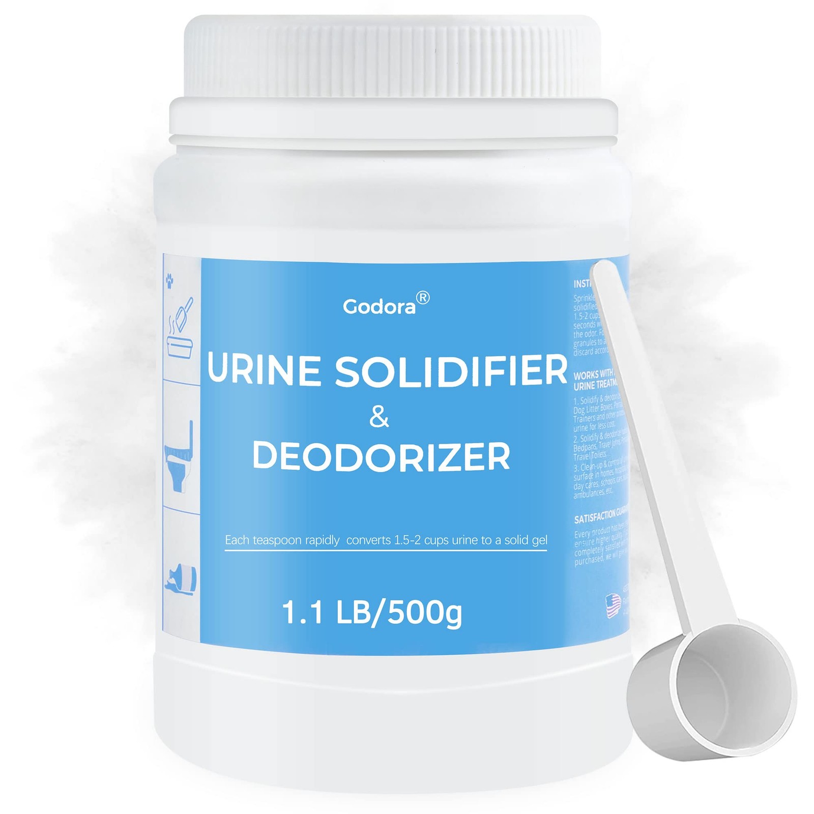 Godora 1.1LB ECO-Friendly Toilet Urine Powder with Spoon, 1.1, white