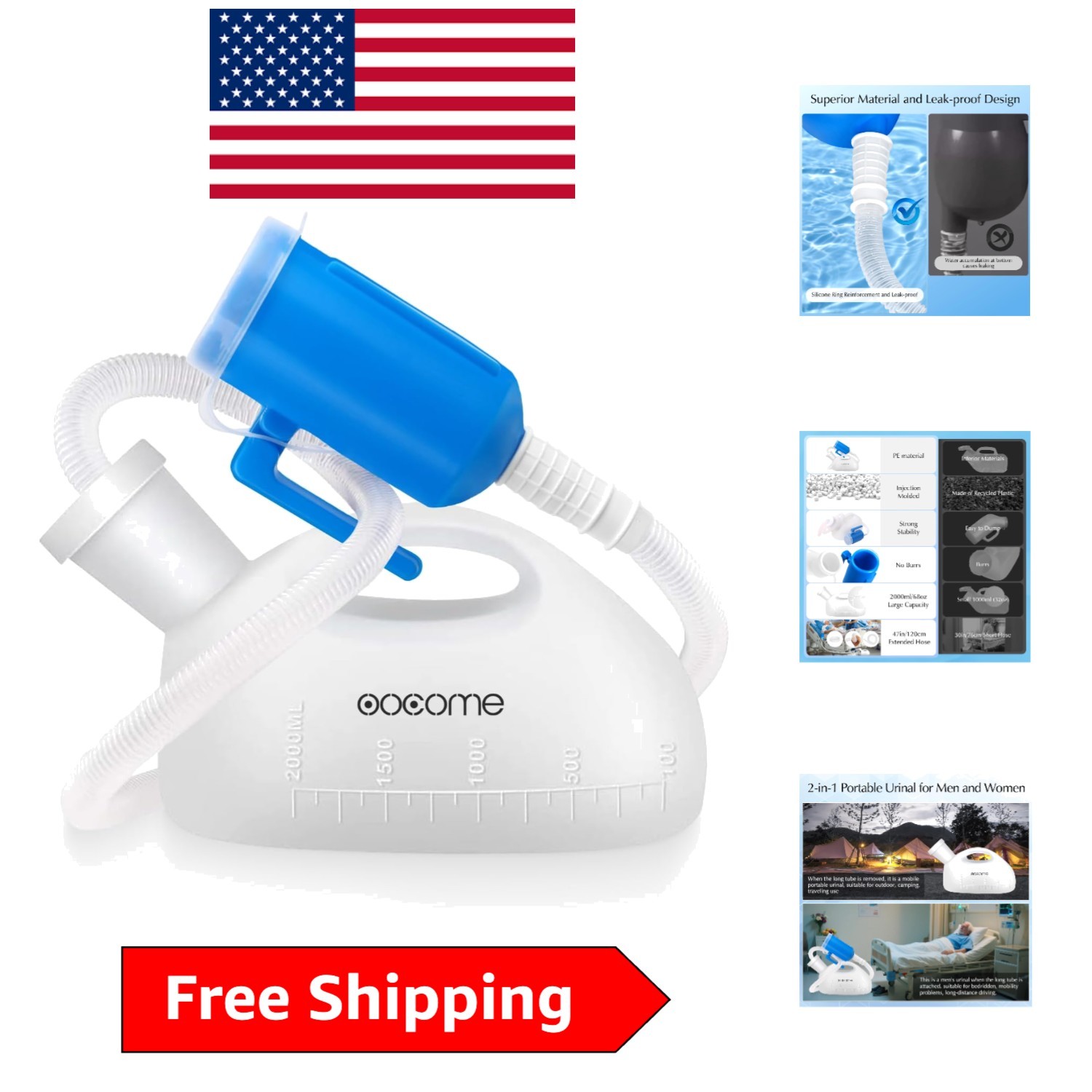 Lightweight & Easy-Clean Male Urinal – Reusable, Spill Resistant Plastic Bottle