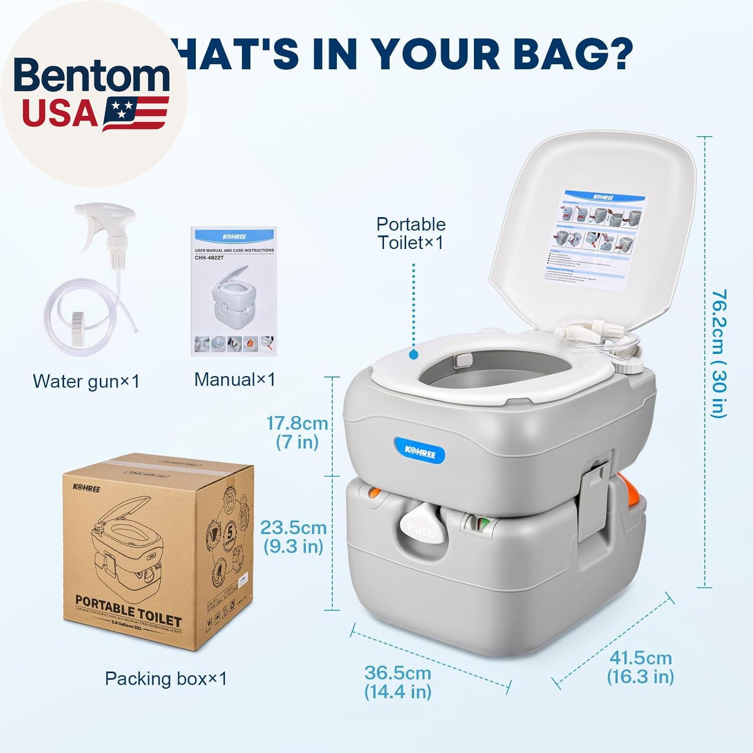 Portable RV Toilet, Camping Toilet Porta Potty, 5.8 Gallon Detachable Waste Tank