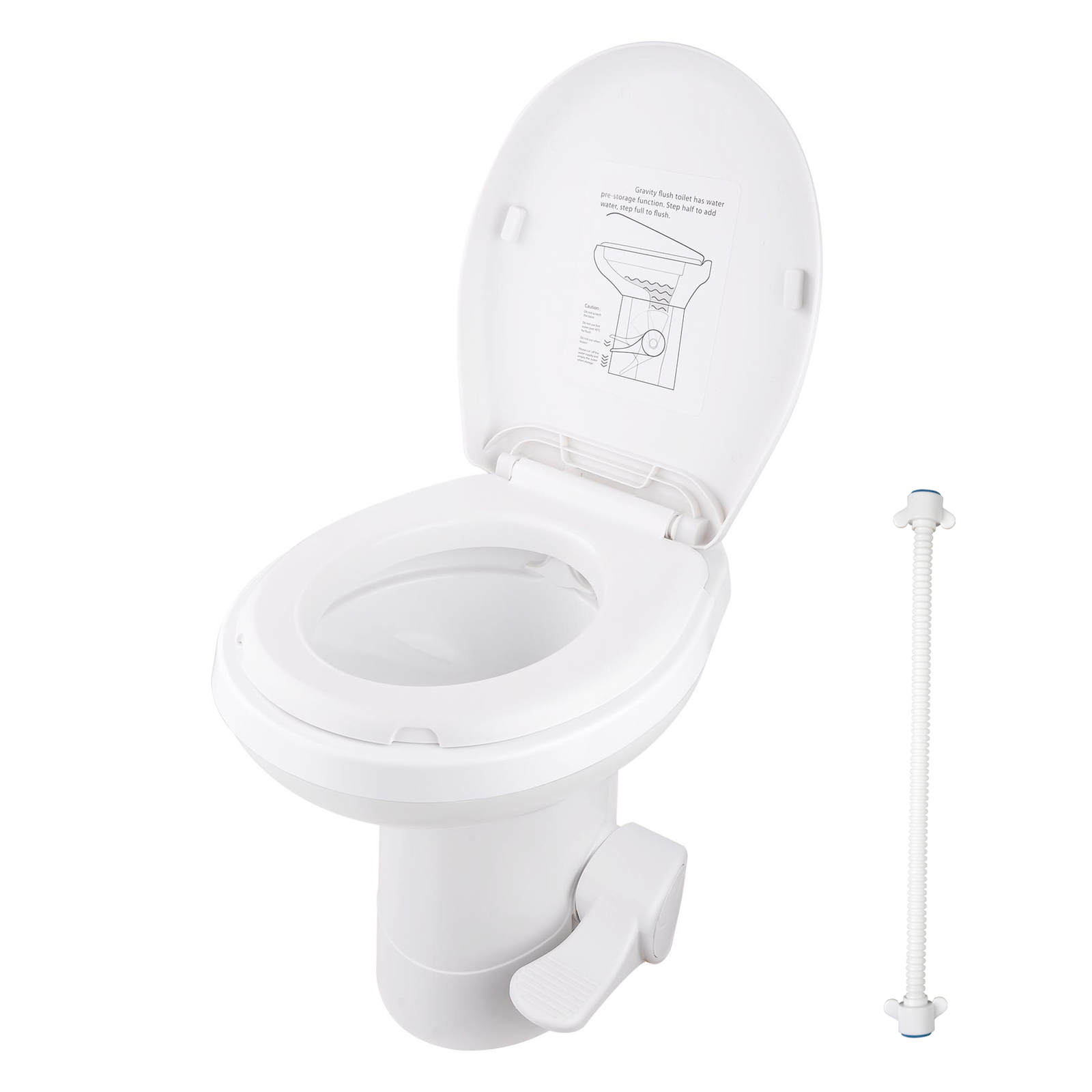 20″ Gravity Flush Toilet RV Camper Foot Pedal for Vehicle Boat Caraven Camping