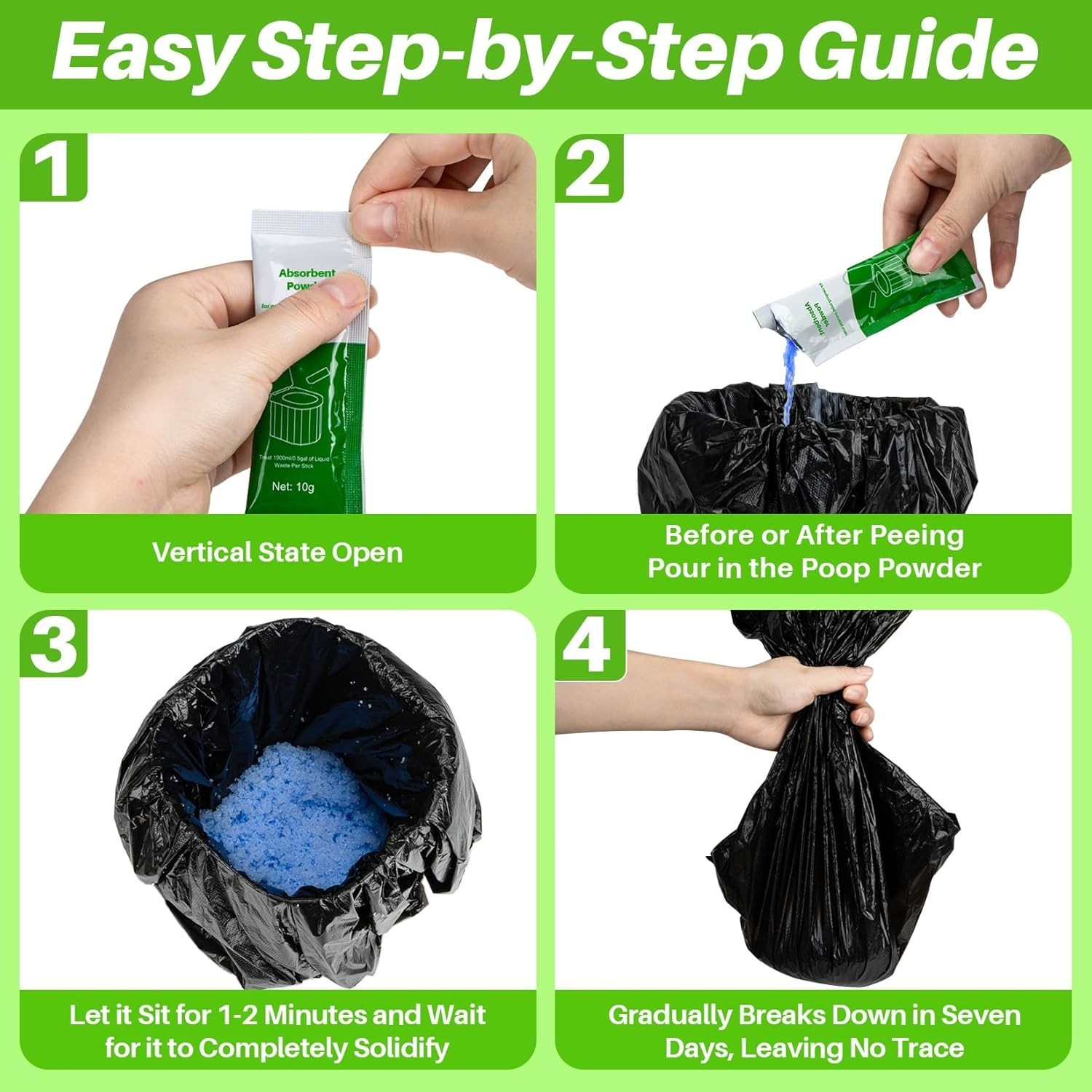 Poo Gel for Portable Toilet for Camping – 28 Packs Camping Toilet Bags Lemon Eco