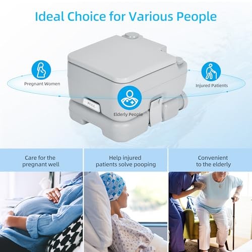 3.2 Gallon Portable Toilet for 3.17 Gal Single Watwer Outlet+Press Flush Pump