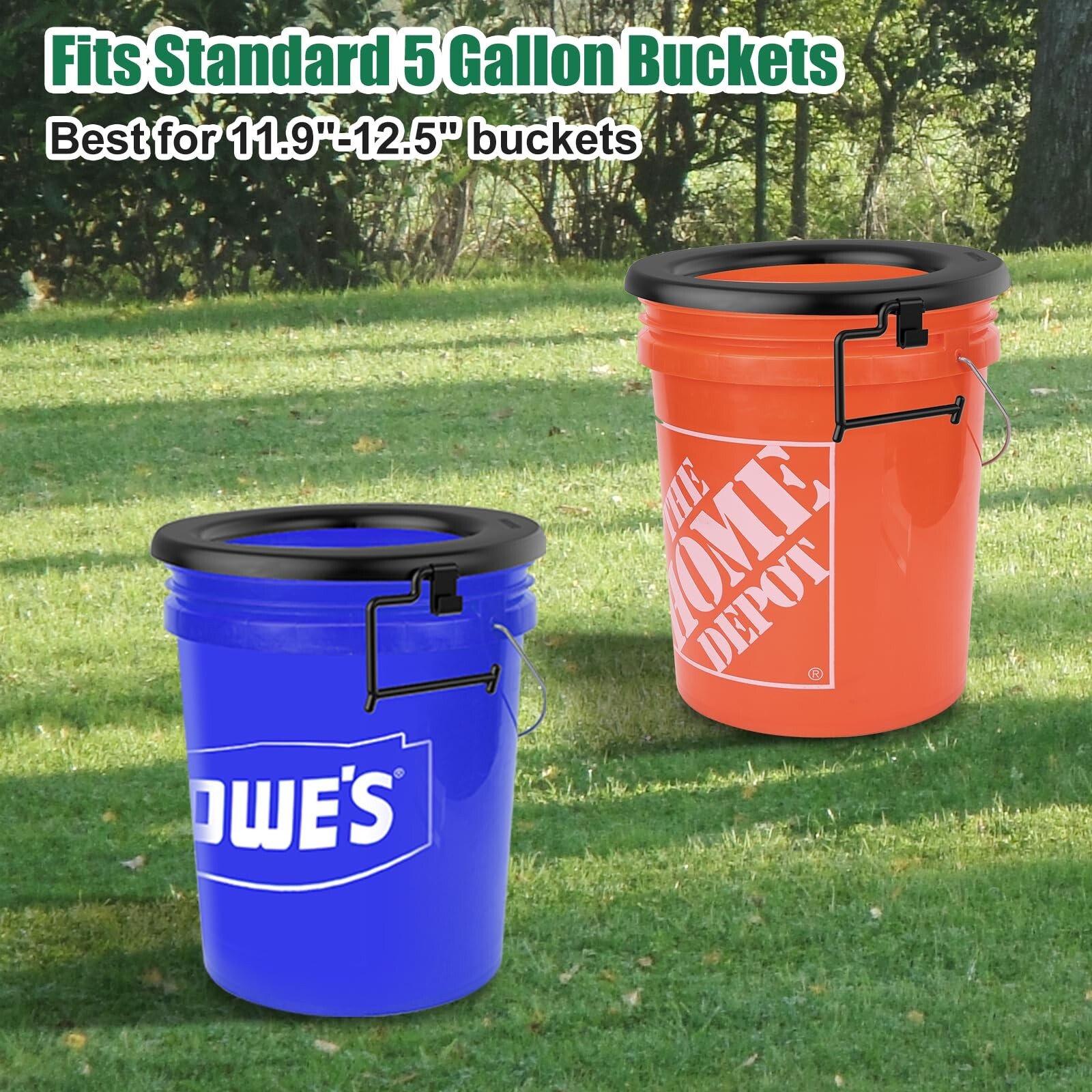 Portable Bucket Toilet Seat for 5 Gal Buckets Camping Snap-on Toilet Seat Black