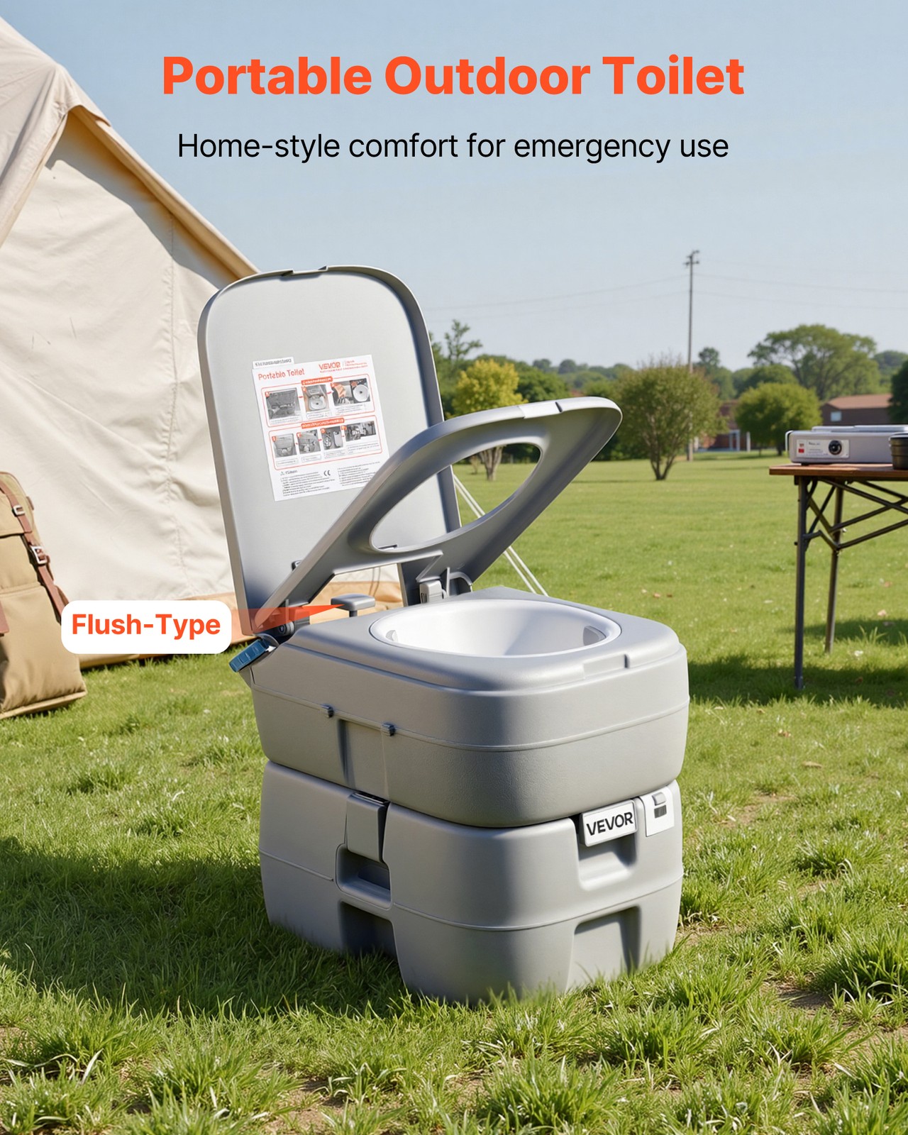 VEVOR Portable Toilet Outdoor Travel Potty 7.9 Gallon Flush for Camping Hiking