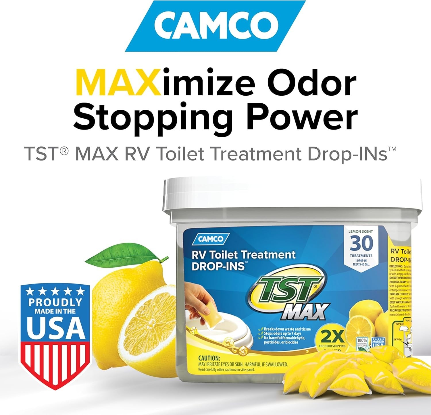 RV Toilet Treatment Drop-Ins 30-Count Lemon Scent Holding Tank Deodorizer