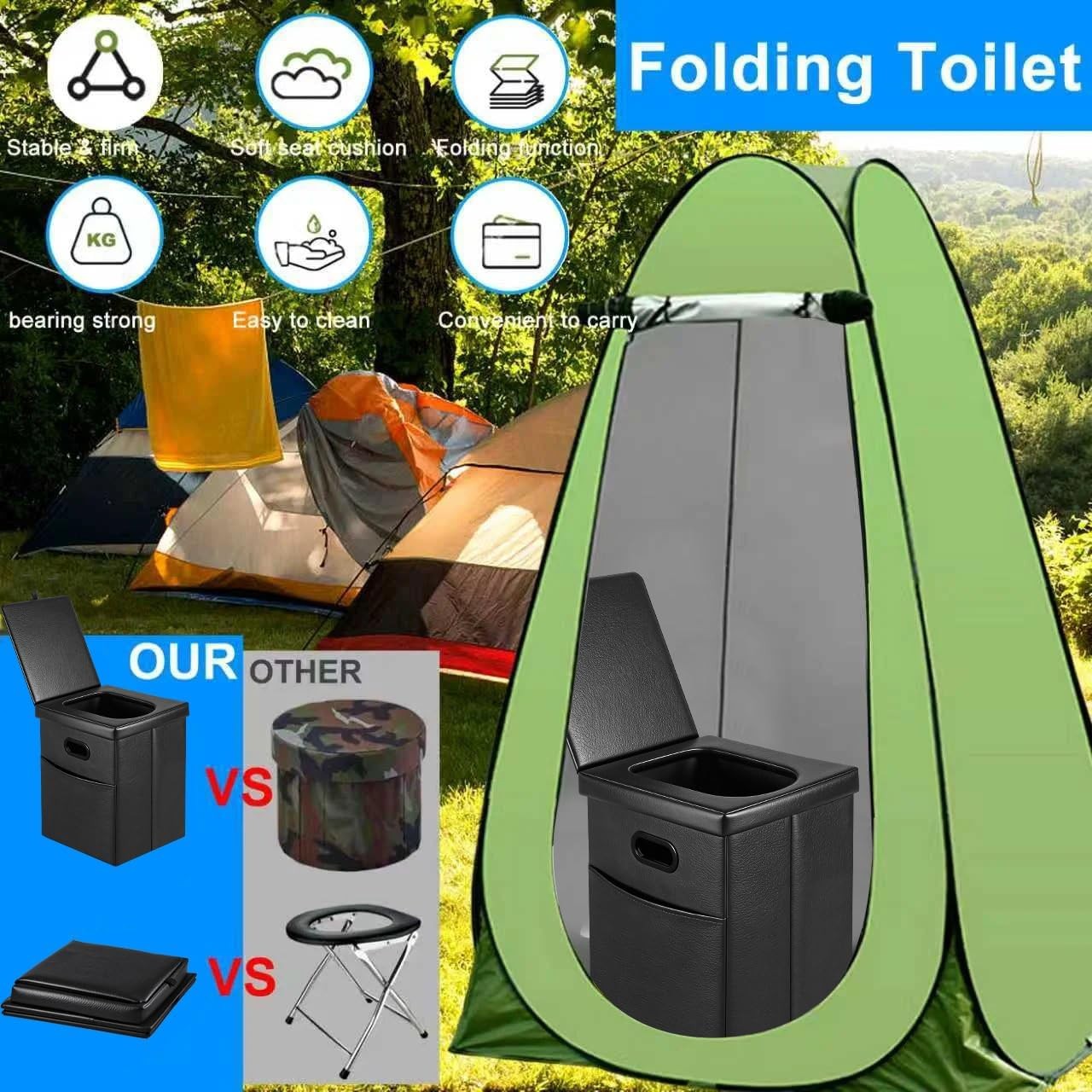 Portable Toilet for Camping, Foldable Travel Toilet for Adults, Heavy Duty