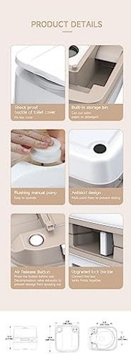 SEAFLO 12L Premium Portable Travel Toilet – 3.2 Gallon Waste Tank, 2.6 Gallon…