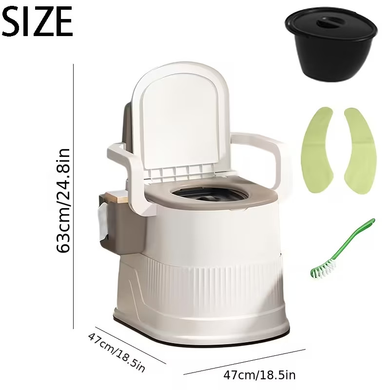 Bedside Commode Portable Toilet for Adults & elderly, Mobile Camping Toilet