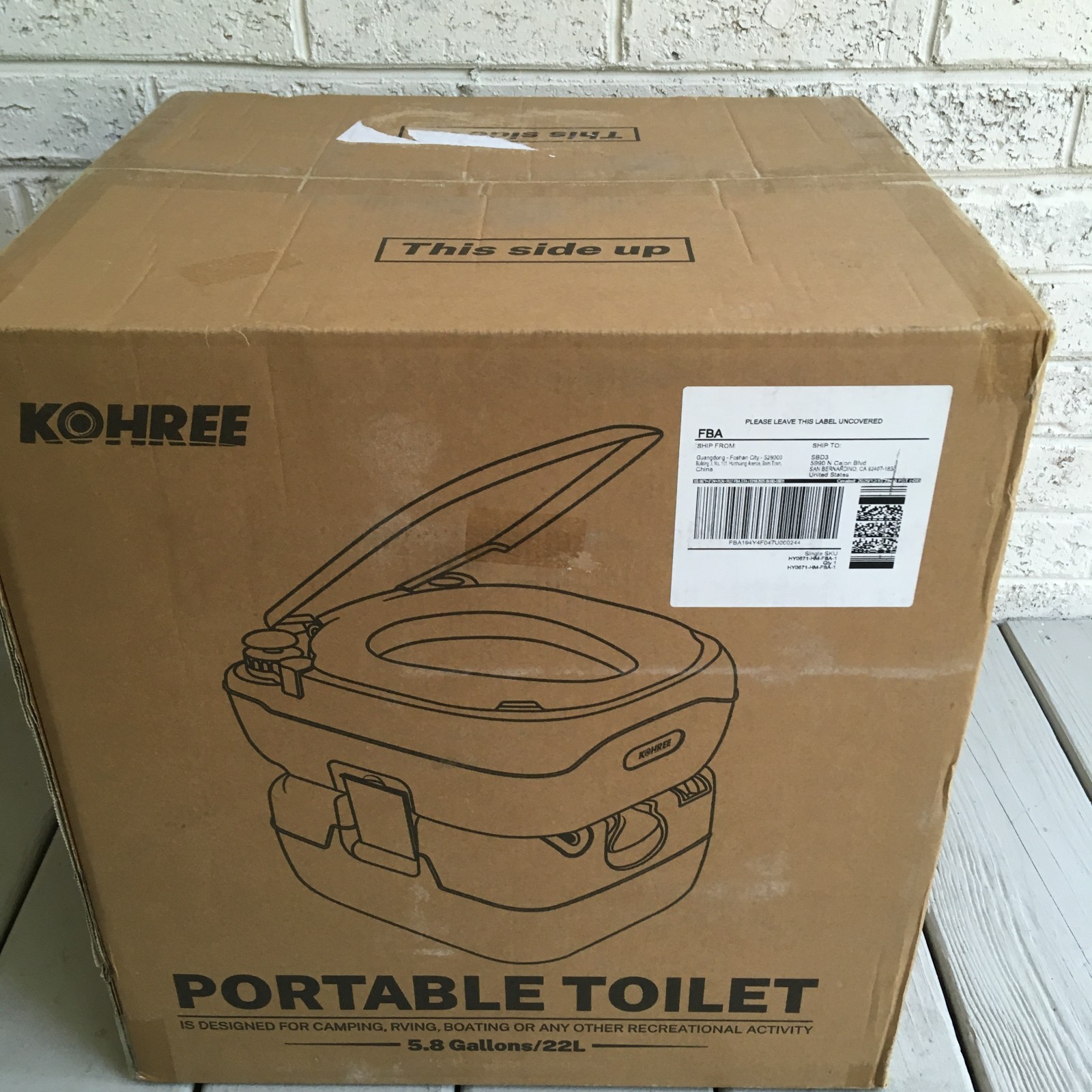 Kohree Portable RV Toilet 5.8Gal Camping Porta Potty Travel, Boats, Trips. NEW