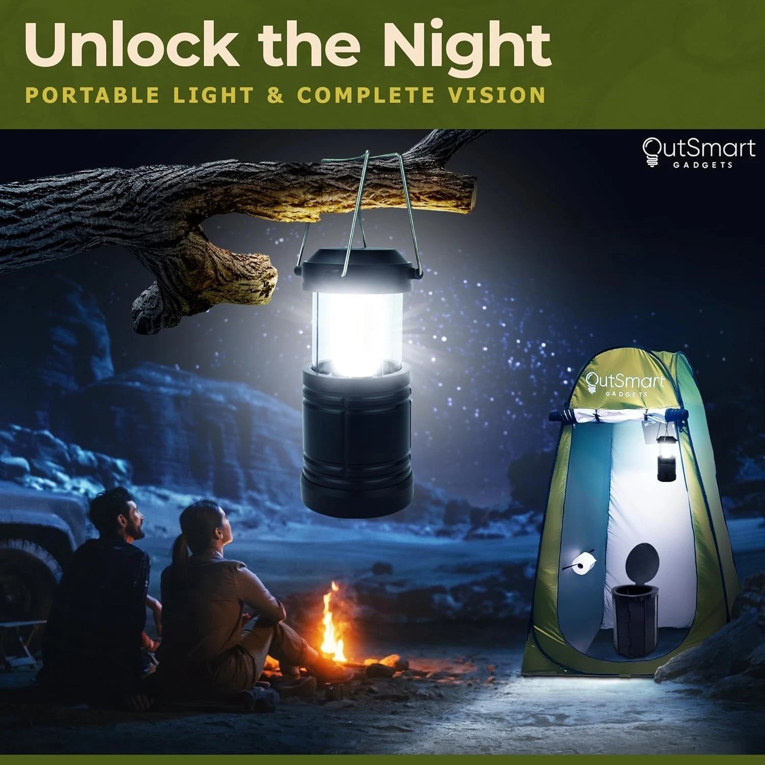 Portable Camping Toilet Set with Privacy Tent & Lantern