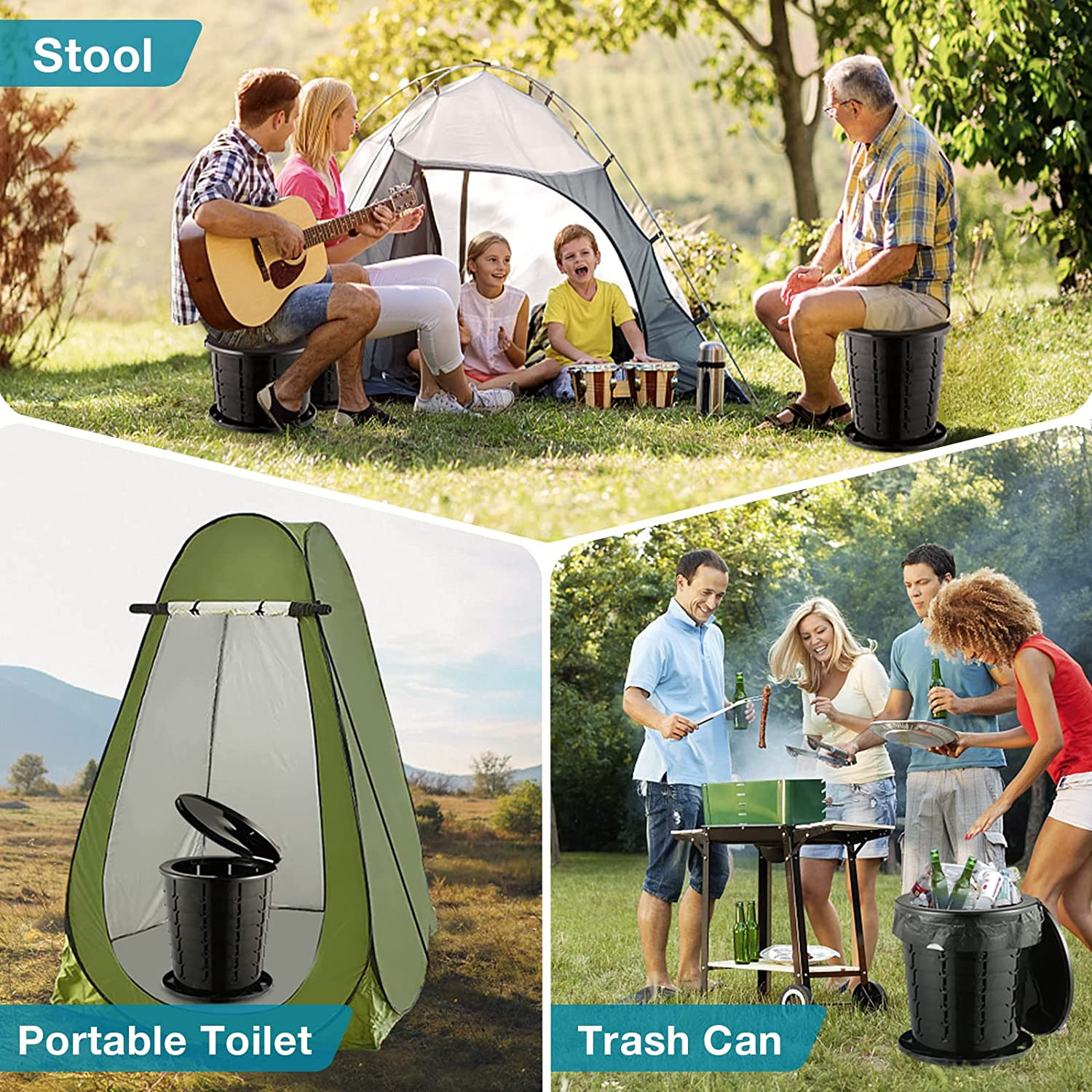Upgrade Retractable Portable Toilet Travel Toilet Adjustable Height Camping Toil