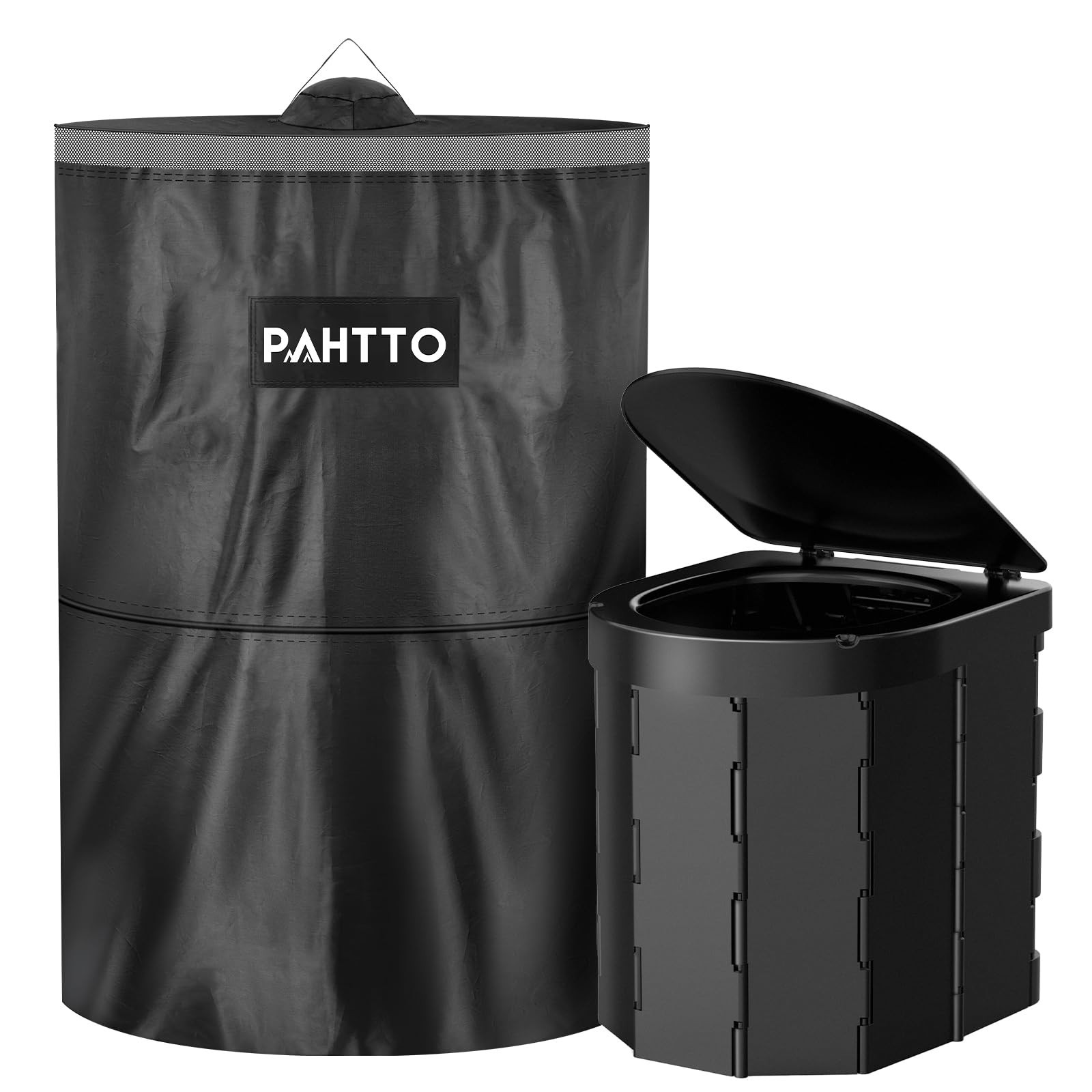 Portable Camping Toilet with Privacy Popup Tent 2-in-1 Phone Shelf &Paper Holder