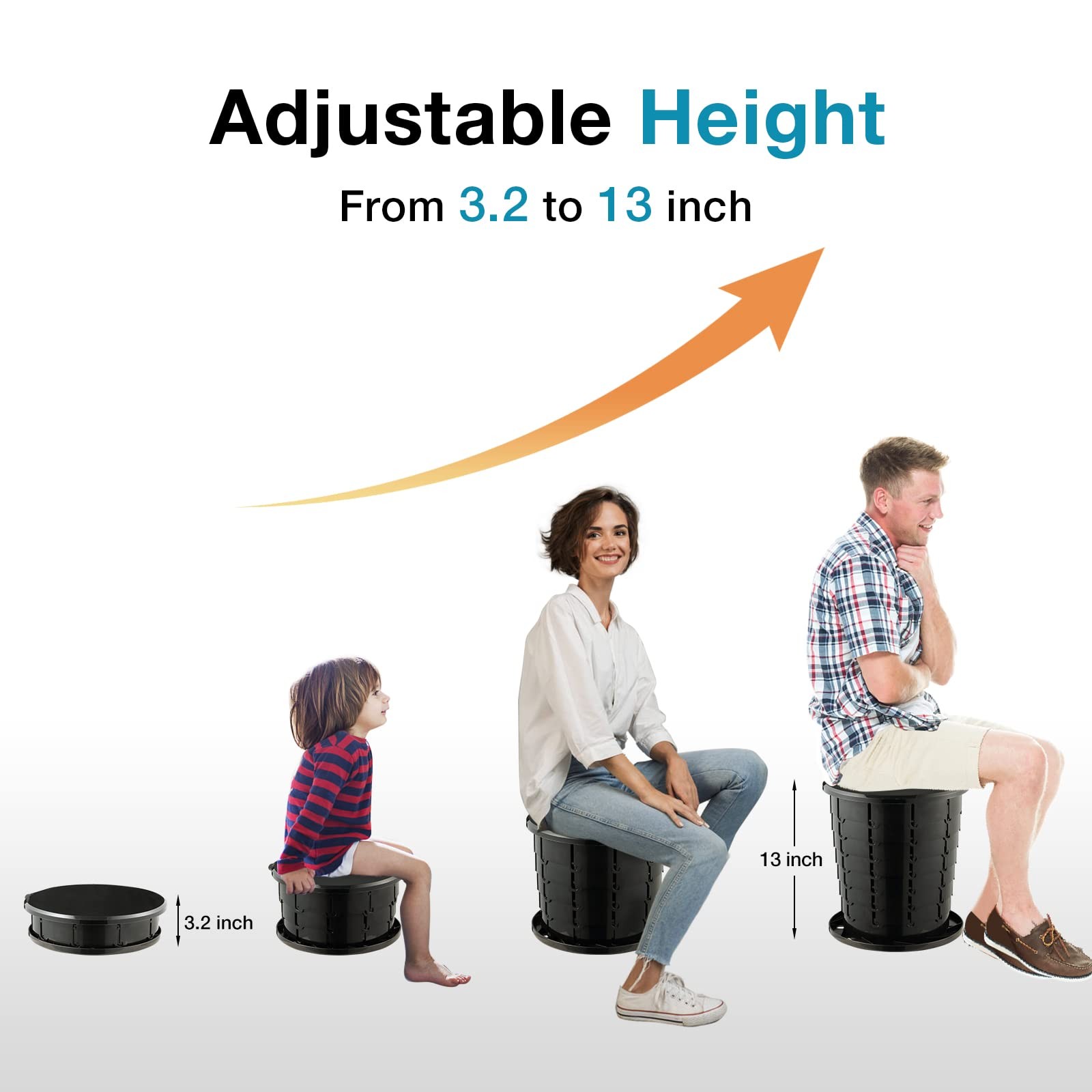 Upgrade Retractable Portable Toilet Travel Toilet Adjustable Height Camping T…