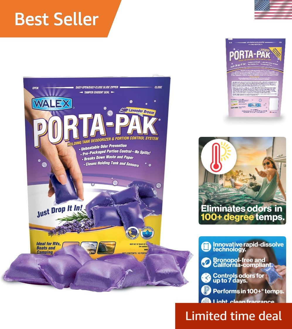 Effortless Odor Control with Porta-Pak Lavender Breeze Tank Deodorizer – 10 Tabs