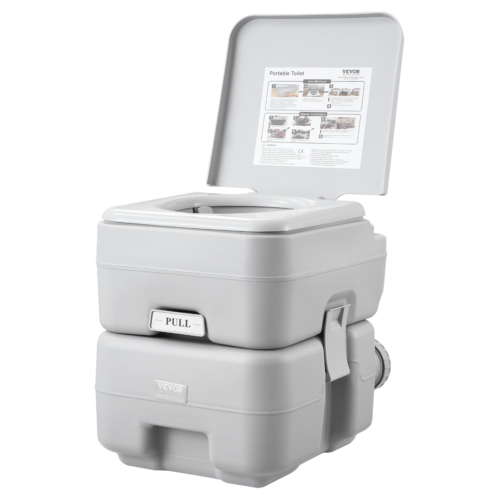 VEVOR Portable Toilet Flush Travel Camping 5.3 Gal Commode Potty with Carry Bag