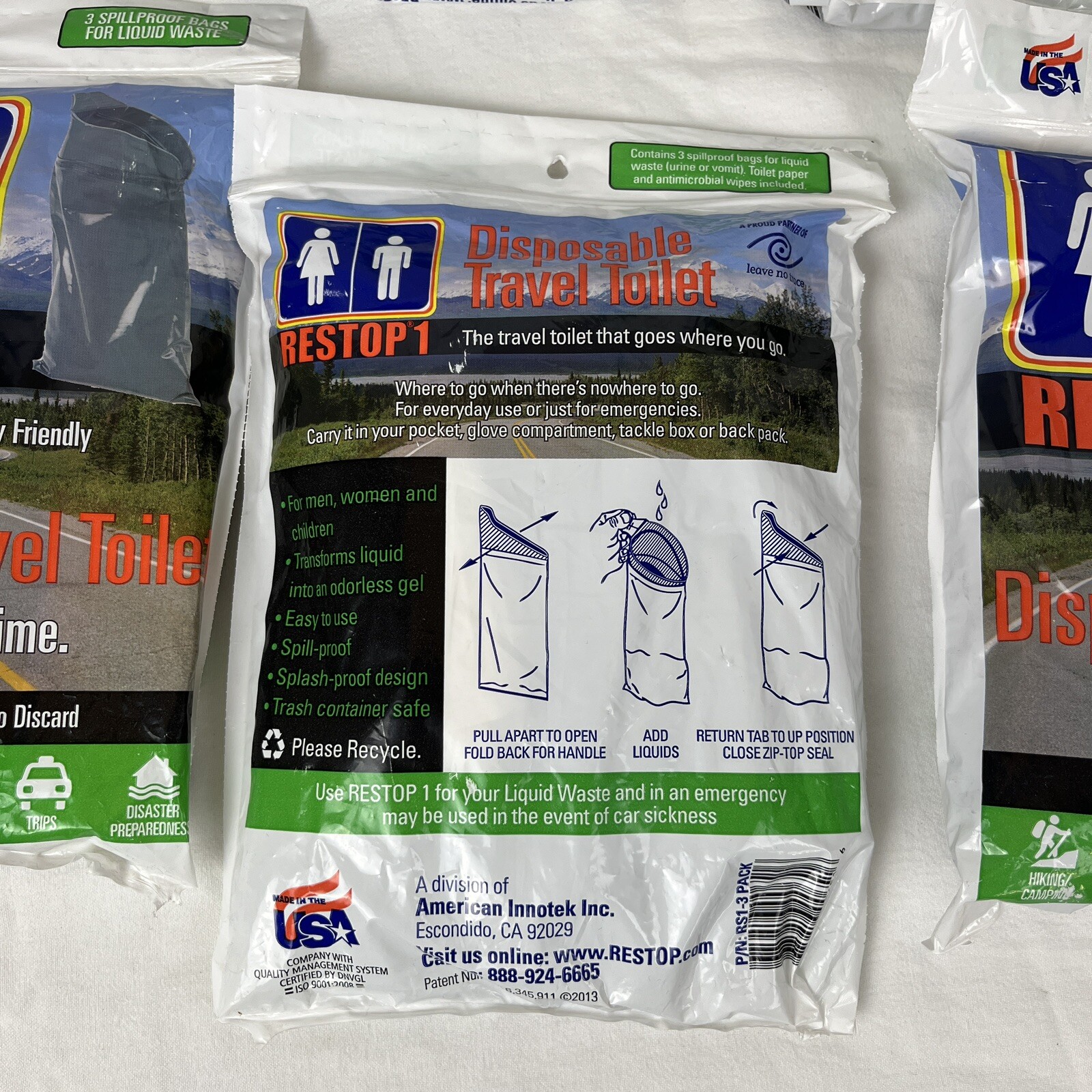 Restop 1 Disposable Travel Toilet Liquid Waste Bag Hygiene Sanitation 15 bags