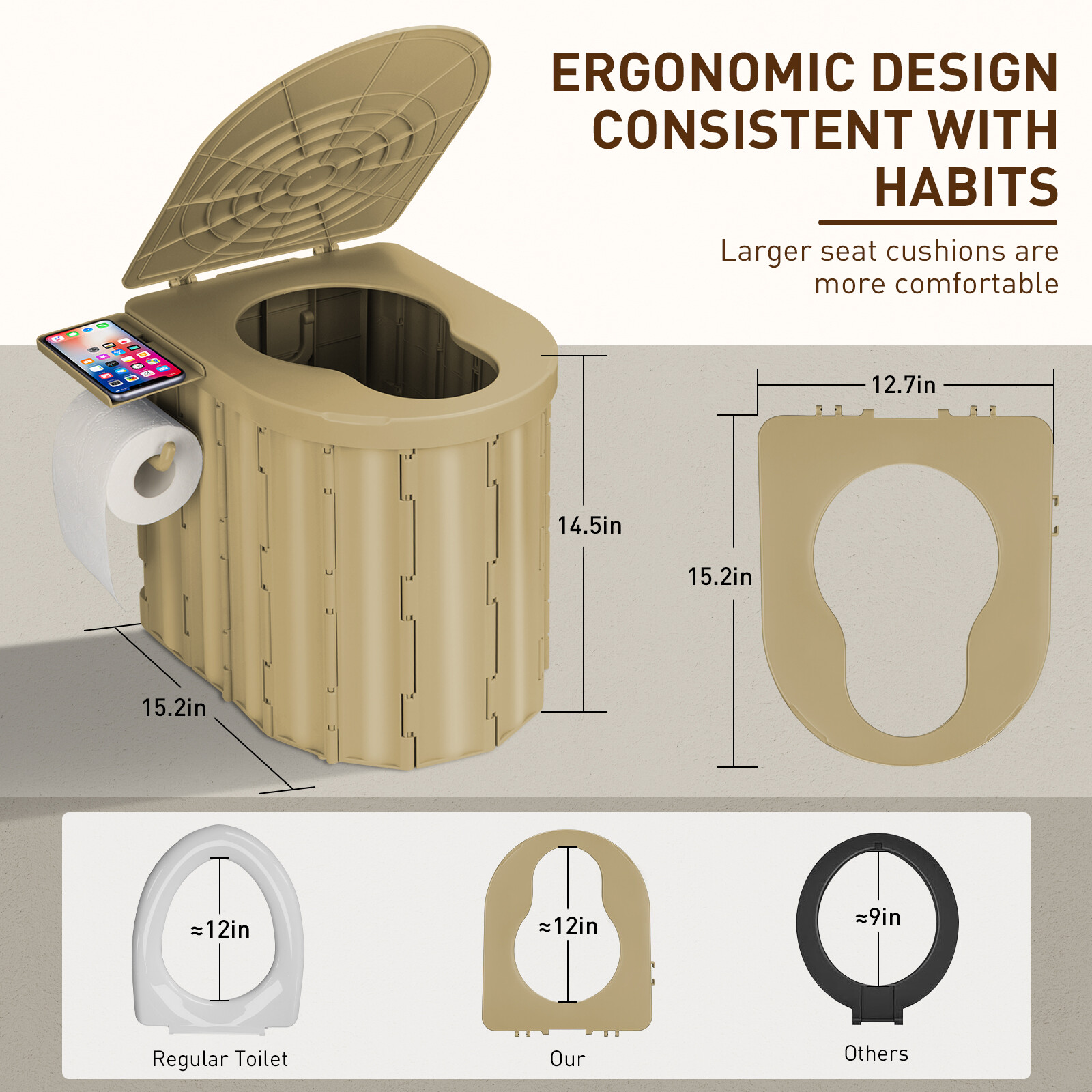 74.8in Portable Toilet with Pop Up Privacy Tent Large Portable Toilet for Adults