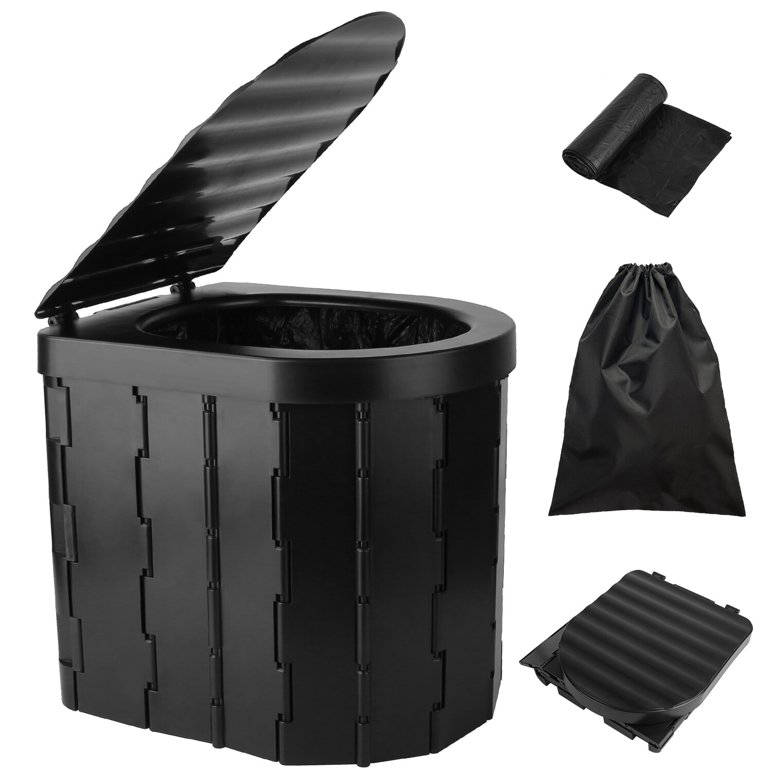 Portable Folding Toilet Potty Seat for Travel Camping Car Emergency Kit with Lid
