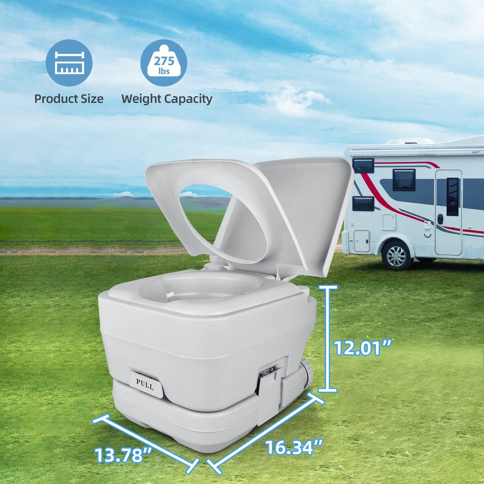 Yitahome Portable Toilet Camping Travel Rv Potty 2.6 Gallon Detachable Waste
