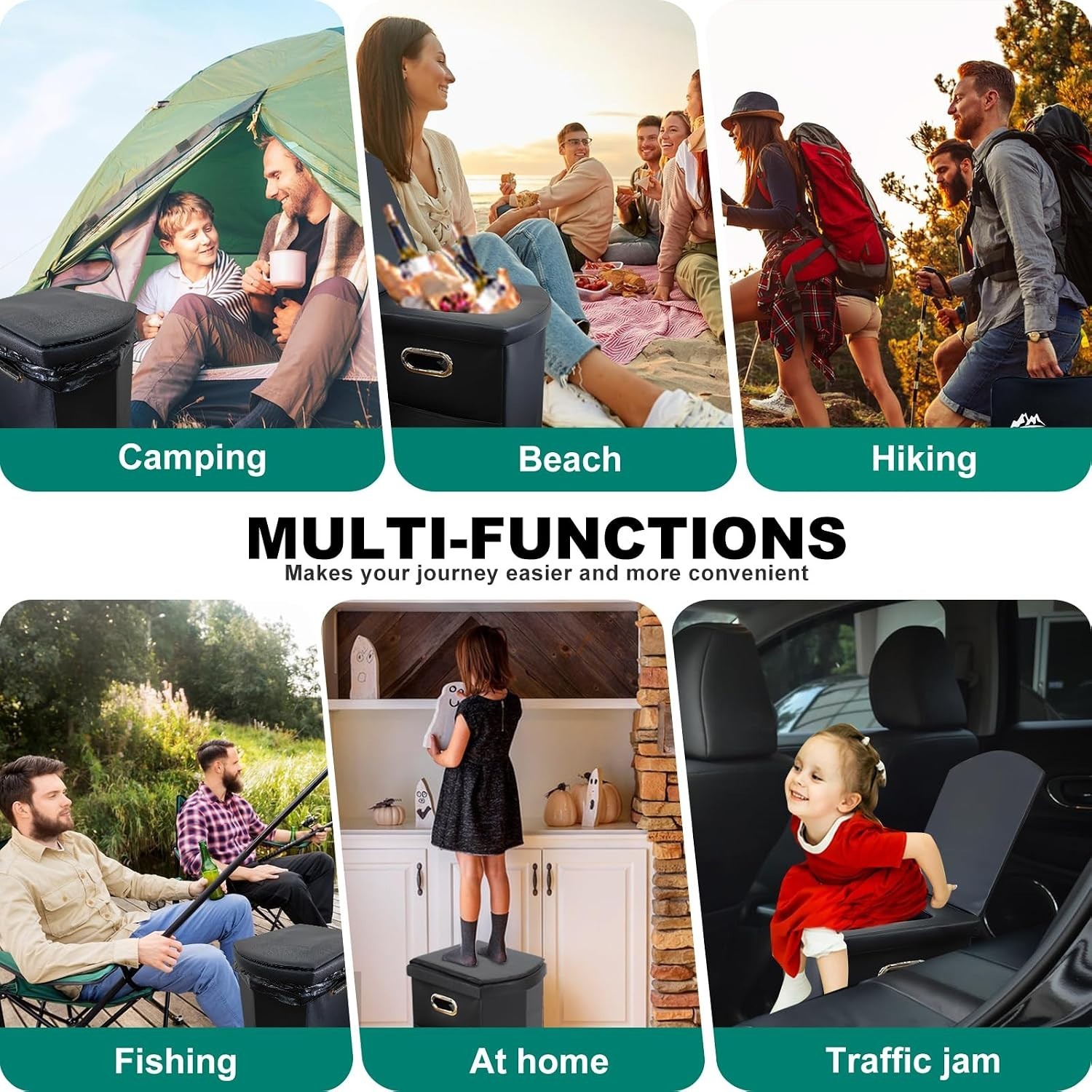 Ergonomic XL Portable Toilet – Easy to Fold & Ideal for Camping & Road Trips