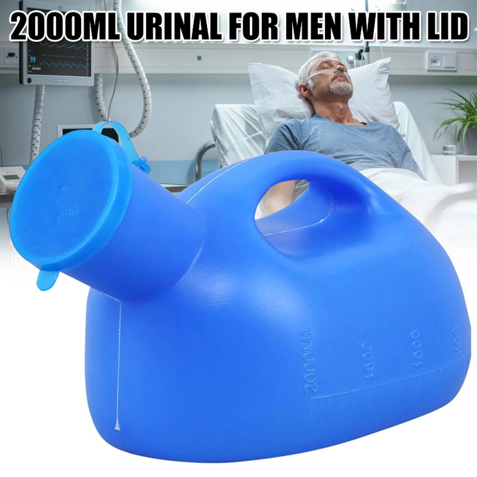 2000Ml Thick Male Urinal with Lid Outdoor Survival Tools Portable Pee Bottle for