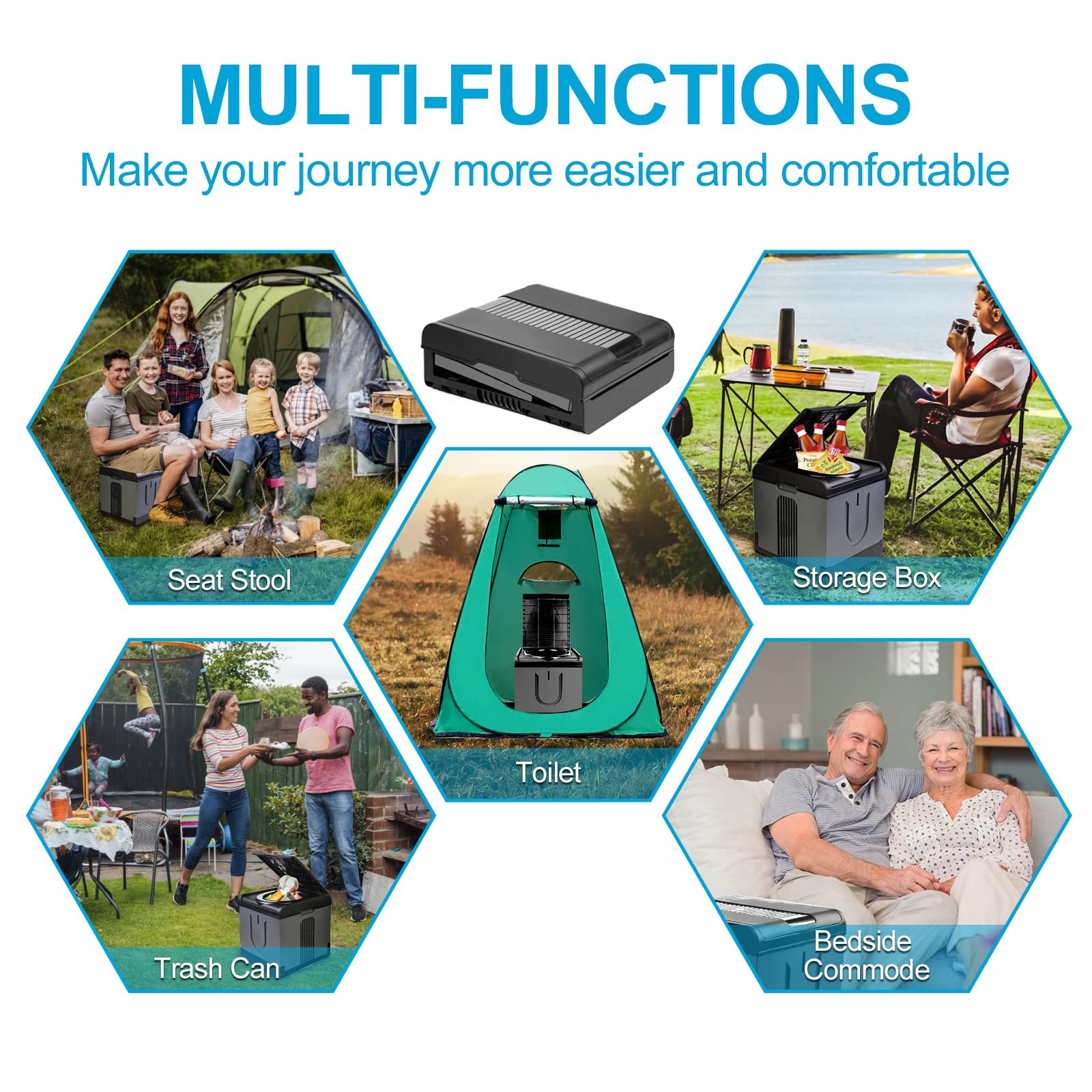 XXL Portable Foldable Toilet for Camping, Hiking, Boating, Travel, and Home Use