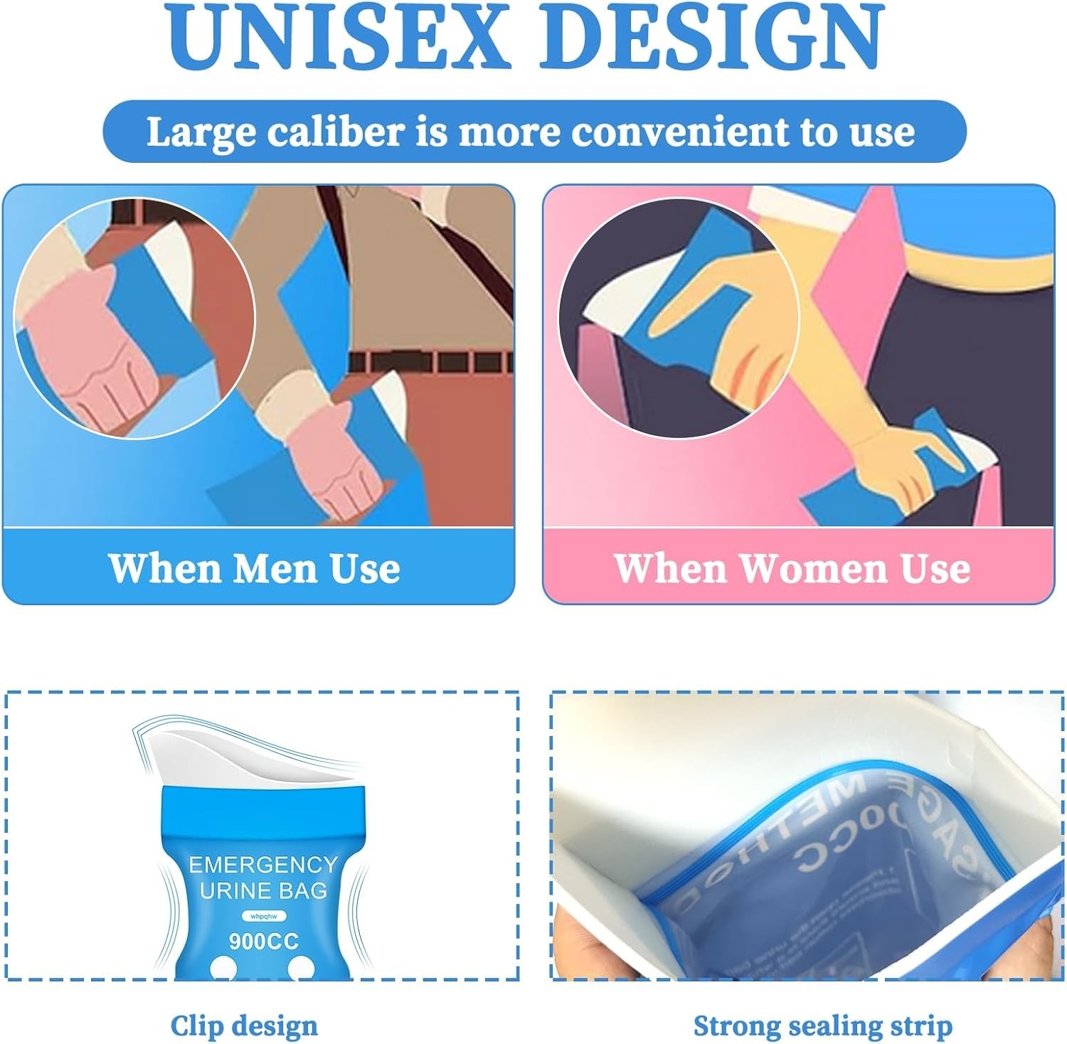 12 PCS Disposable Urine Bags,900ML Pee Bags for Travel for Women and Men,
