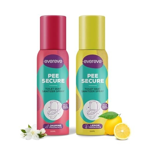 Evereve Pee Secure Toilet Seat Sanitizer Spray Jasmine Lemon Pack of 2 x 100ml