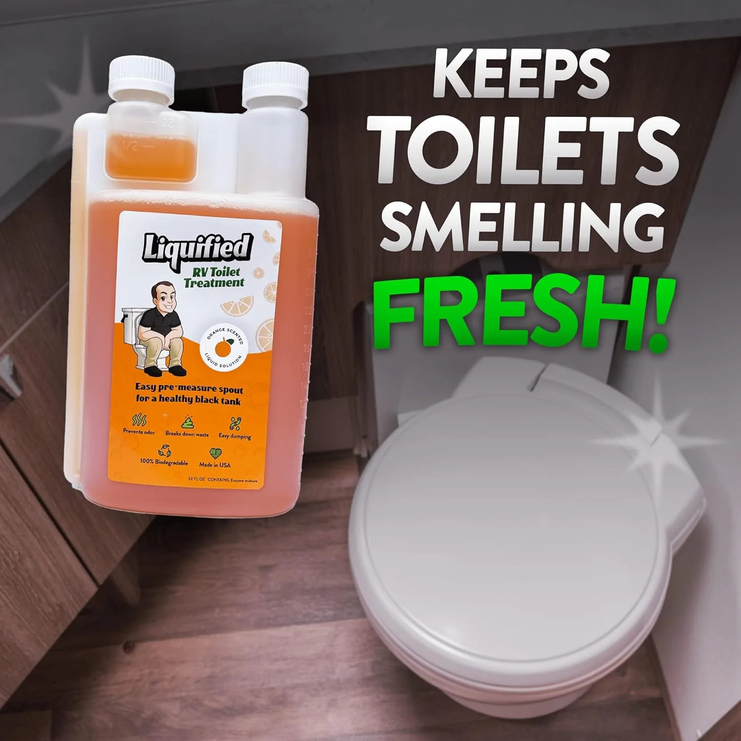 Liquified RV Toilet Treatment – Black Holding Tank Digester – Odor Eliminator –