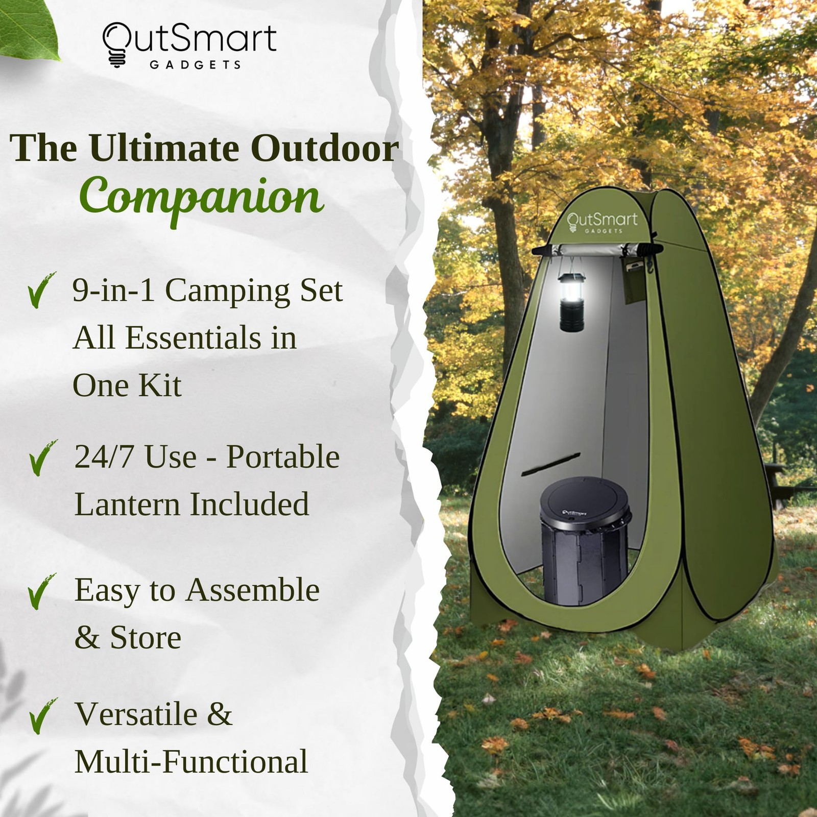 Portable Toilet Kit for Camping with XL Seat, Privacy Tent, Lantern & Carry Bags