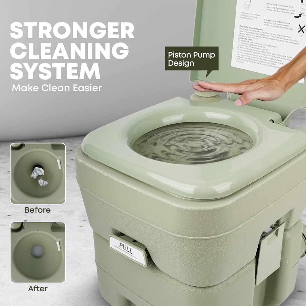 Portable Toilet 5 Gallon 20L Flush Travel Camping Outdoor/Indoor Commode Potty
