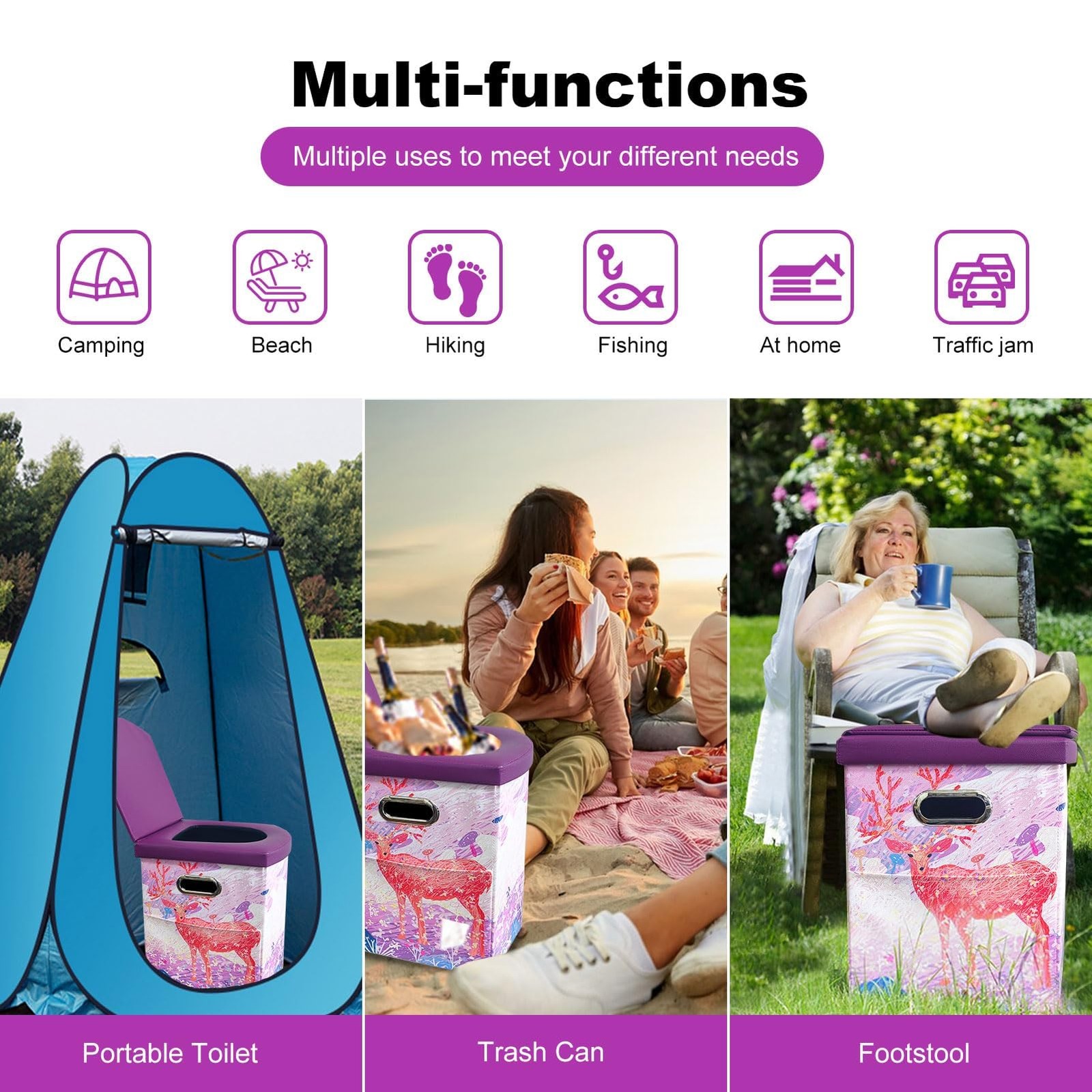 Ann Katy Portable Toilet for Adults, XL Camping Toilet, Foldable Portable Pot…
