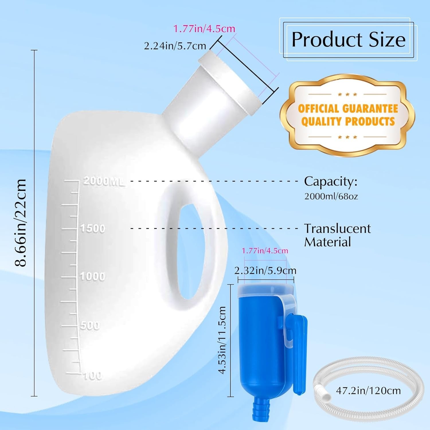 Portable Urinals for Men, Men Urinal Bottle Spill Proof Reusable Male Pee Bot…