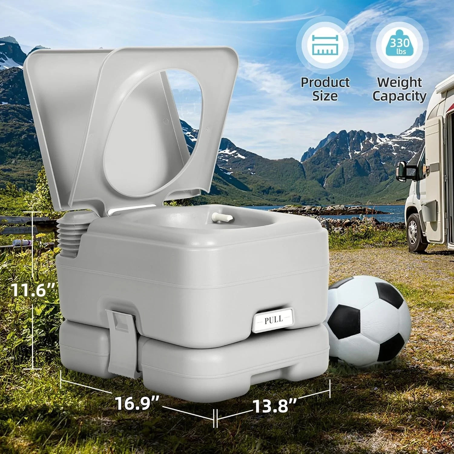 Portable Camping Toilet, RV Travel composting toilet with 20L Detachab
