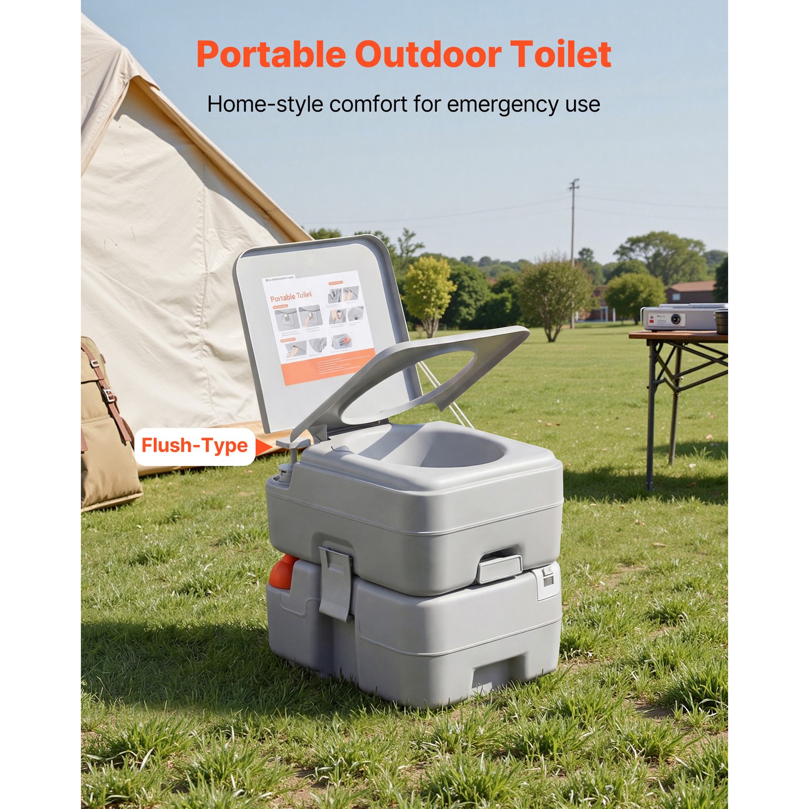 Uimoso Portable Outdoor Travel Toilet 5.3 Gallon Flush for Camping and Hiking